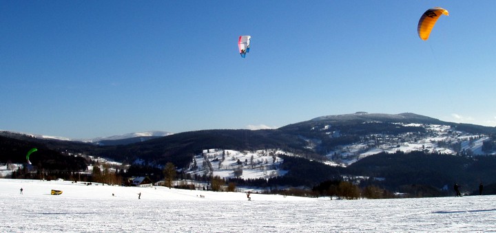 snowkiting na Rezku u Vítkova